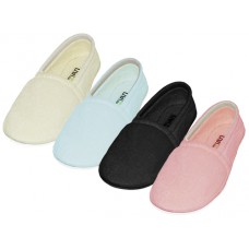 S4049L-A - Wholesale Women's "Easy USA" Cotton Terry Upper Close Toe & Close Back House Slippers (*Asst. Pink, Lt. Blue, Lt. Green, Beige & Black) *Available in Single Size 